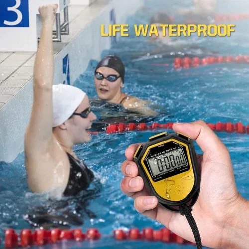 Vista 3 de mewmewcat Cronómetro impermeable digital LCD temporizador cronógrafo deportivo con correa para natación, correr, entrenamiento de fútbol, cronómetro