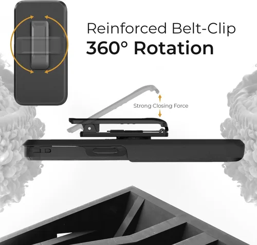 Vista 4 de MOTIVE Funda para iPhone 15 con clip para cinturón, magnética compatible con MagSafe, combo de funda de carcasa a prueba de golpes, funda para Negro