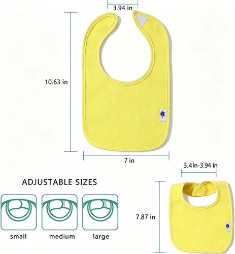 Vista 5 de SPINFOX Baberos impermeables para niñas, niños, babero unisex de algodón sólido de punto para bebés