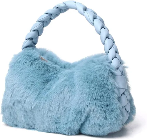 Vista 3 de ZOVYRON Bolso de mano esponjoso para mujer bolso de piel sintética con asa superior bolso de mano peludo lindo bolso de mano de felpa