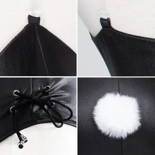 Vista 6 de Conjunto de traje de cuerpo entero con medias de una pieza para mujer diseño de conejo senpai