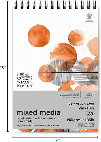 Vista 7 de Winsor & Newton Bloc de medios mixtos profesional, 7" x 10", 30 hojas, 250gsm, blanco