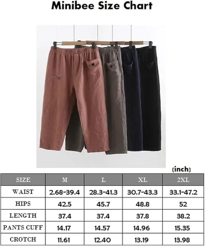 Vista 3 de Minibee pantalones de lino con cintura elástica de meter para mujer
