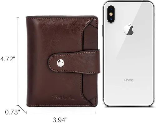 Vista 7 de BOSTANTEN - Billetera de cuero para mujer con bloqueo RFID, pequeña, con cremallera, de bolsillo, para tarjetas, con ventana para documento