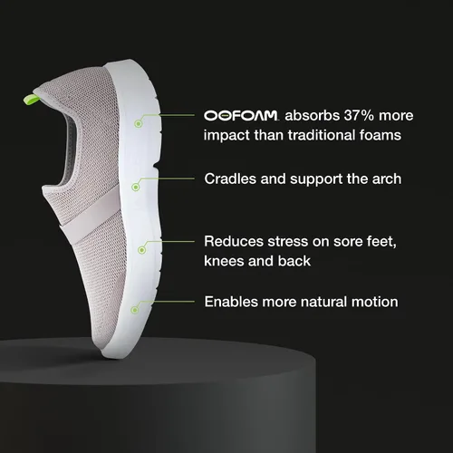 Vista 2 de OOFOS OOmg - Zapatos bajos para mujer, calzado de recuperación ligero, reduce el estrés en los pies, las articulaciones y la espalda, lavable a