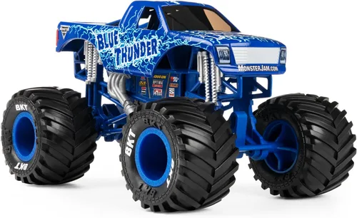 Vista 2 de Monster Jam, Camión monstruo oficial Blue Thunder, vehículo de colección fundido a presión, escala 1:24