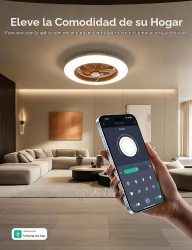 Vista 4 de Ventilador de Techo Orison con Luz - Ventilador de Techo Moderno de Montaje Empotrado Cerrado 57 cm LED Atenuable sin Aspas con Control Remoto