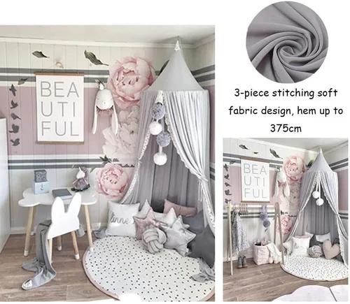 Vista 4 de Toldo de cama con cúpula de princesa, mosquitera suave, cortinas de cama para colgar decoración de la casa para jugar al rincón de lectura Naranja