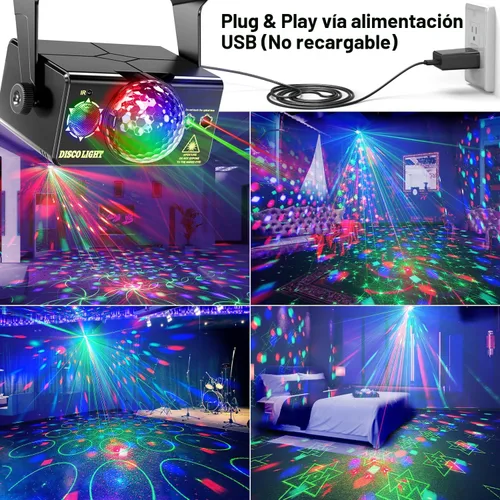 Vista 2 de caivimvn Luces de fiesta, luz de discoteca de DJ, luz de bola de discoteca, luces estroboscópicas activadas por sonido, luces de escenario para Negro