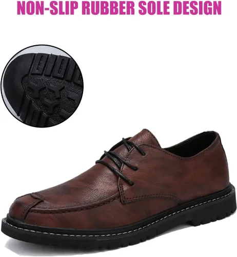 Vista 6 de Zapatos Oxford de cuero cosido a mano para hombre, cómodos, sin cordones, mocasines planos, zapatos náuticos para exteriores, informales