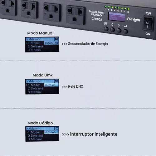 Vista 5 de Pknight Secuenciador de potencia de PDU inteligente DMX/RS485 de 8 salidas