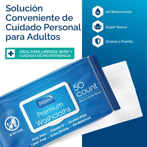 Vista 2 de Inspire Toallitas húmedas para adultos, paños de limpieza Toallitas para adultos para incontinencia y limpieza para personas mayores, 8 x 12