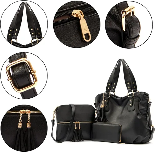 Vista 7 de Juego de carteras y carteras para mujer, bolso grande con cartera, 3