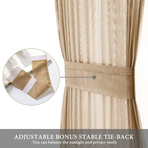 Vista 37 de MIULEE Cortinas Transparentes Laterales para Puerta Francesa con Filtrado de Luz, Tratamiento de Ventana, 2 Paneles de 25 x 40 Pulgadas con Beige