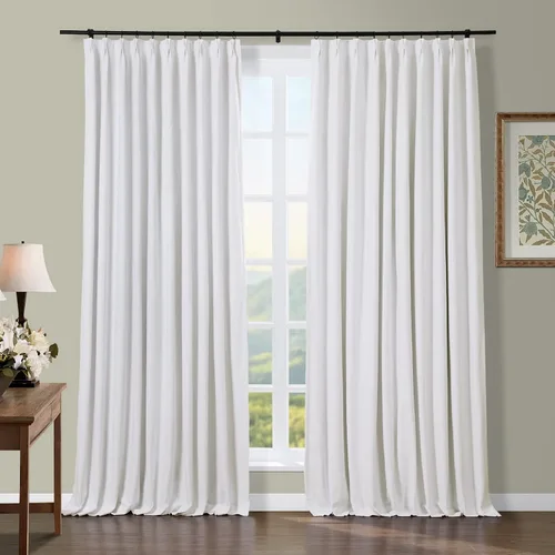 Vista 11 de TWOPAGES Cortina opaca plisada de algodón pesado con aislamiento térmico de 84 pulgadas de largo, para dormitorio y sala de estar, 1 panel, 52