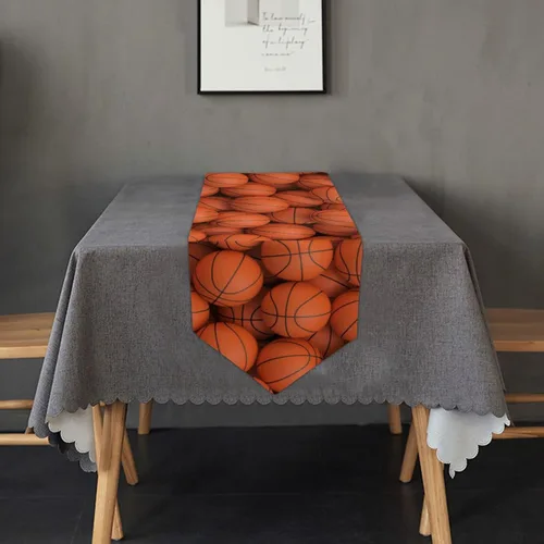 Vista 5 de Camino de mesa de baloncesto deportivo para cocina, comedor, fiesta, vacaciones, boda, decoración del hogar, interior y exterior, 13 x 70 pulgadas