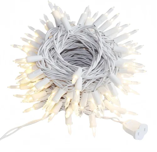 Vista 10 de Guirnalda de 100 Luces LED Blanco Cálido de Cable Verde para Navidad, con Certificación UL y Cadena de Iluminación Decorativa Comercial de 35 Pies