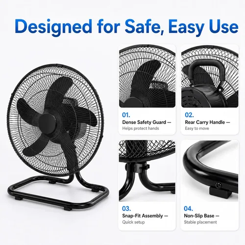 Vista 7 de Portable Solar Fan, Rechargeable Solar Powered Floor Fan with Solar Panel