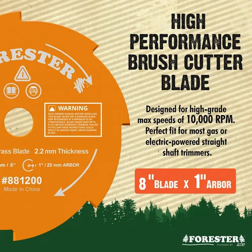 Vista 4 de Kit de conversión para cortasetos FORESTER con cuchilla de 20.3 cm para desbrozadora, gafas de seguridad, tapones para los oídos, guantes, arnés