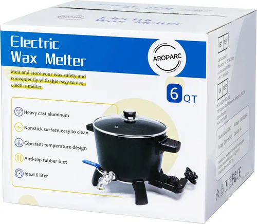 Vista 7 de Derretidor de cera para hacer velas, olla de fusión de cera de vela de 6 cuartos con boquilla para base de jabón de cera de soja, fácil de verter