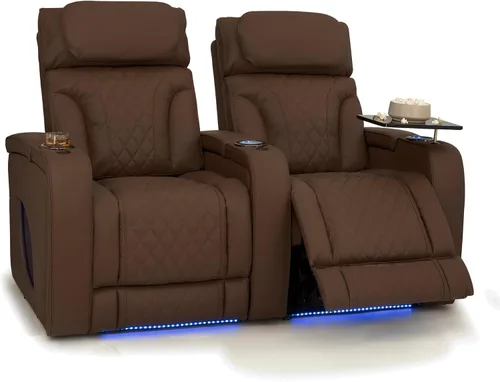 Vista 24 de Seatcraft Luminis 365 - Asiento de cine en casa (fila de 2 biplazas), color carmesí