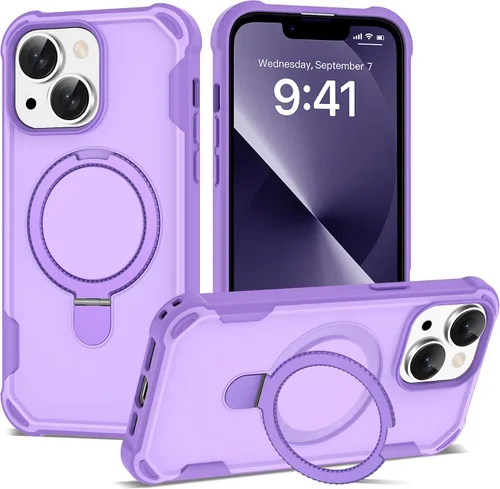 Vista 50 de Funda compatible con iPhone 12 y 12 Pro de 6.1 pulgadas con soporte de anillo magnético [protección militar contra caídas] [compatible con MagSafe]