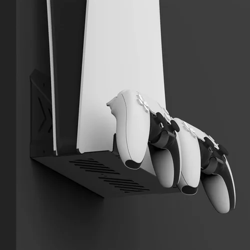 Vista 2 de Hidden Wall Mount for PS5 - Accessories PlayStation 5PS5 DigitalDisc Edition Console Floating Shelf, with 2 Detachable Controllers Holder Metal