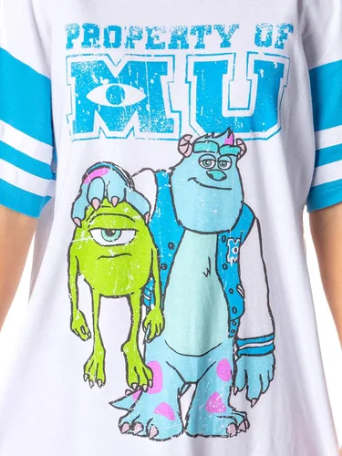 Vista 3 de Disney Monsters University Varsity - Camiseta de fútbol de gran tamaño para mujer, Mike Sulley, Blanco