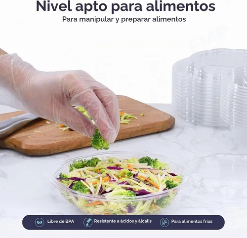 Vista 3 de Fit Meal Prep 50 unidades 18 onzas Tazones desechables de plástico transparente para ensalada con tapas herméticas - Para llevar para almuerzo
