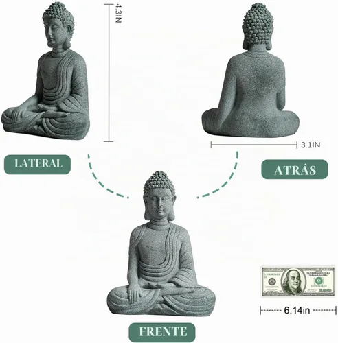 Vista 9 de Pequeña estatua de Buda para el hogar - Figura de meditación sentada de Buda hecha a mano de piedra, Buddah, Buda, Budda, estatua de Buda bebé