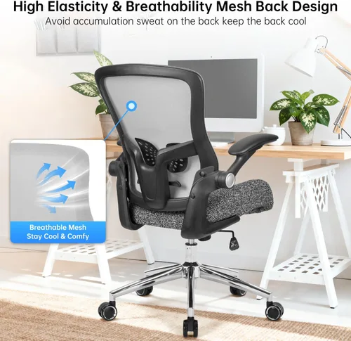 Vista 6 de Silla de oficina resistente, 400 libras, silla de escritorio ergonómica con cojín de espuma de modelado 3D ancho y suave, silla de escritorio
