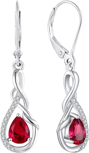 Vista 19 de Starchenie Infinity Dangle Drop Earrings for Women 925 Sterling Silver Leverback Earrings Birthstone Jewelry 01-ene-naranja rojo