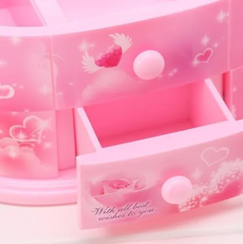 Vista 6 de Sohapy - Joyero musical para niña con espejo de bailarina 3 cajones color rosa