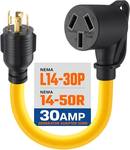 Vista 13 de Tellegloww Cable adaptador de generador a secadora de 30 amperios de 6.6 pies compatible con NEMA L14-30P a 10-30R, generador de bloqueo de 4