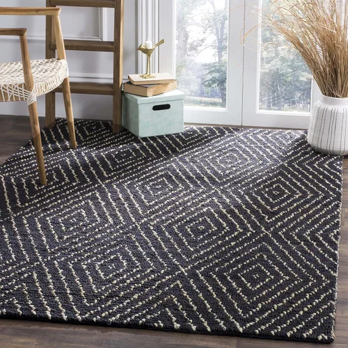 Vista 10 de SAFAVIEH Bohemian Collection BOH702A - Alfombra decorativa de yute tribal marroquí hecha a mano, 24 x 36 pulgadas, color negro/marfil