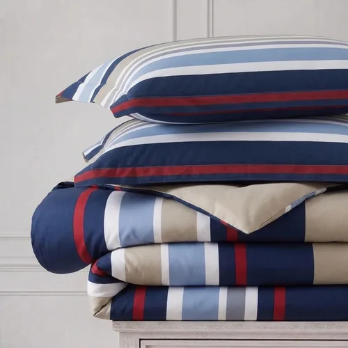 Vista 4 de Nautica - Juego de funda de edredón tamaño individual, ropa de cama reversible de algodón con cierre de botón, decoración informal para el hogar