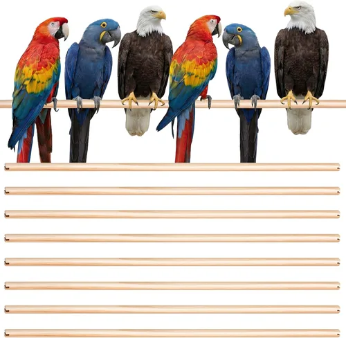 Vista 11 de Sintuff 8 perchas para pájaros para accesorios de jaulas, varillas de madera de repuesto con ranuras de doble cabeza, soporte de madera natural