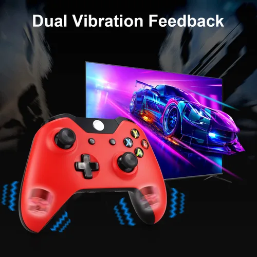 Vista 5 de Xbox Controller, Xbox One Controller inalámbrico, compatible con Xbox One, Xbox Series XS, Xbox One XS y PC, rojo y negro