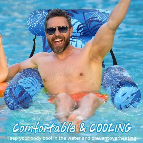 Vista 6 de Flotadores inflables para piscina, sillas flotantes para adultos, fideos de piscina inflables para adultos, natación resistente, plantas tropicales