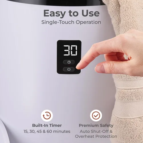 Vista 4 de SereneLife Calentador de toallas estilo cubo, calentador de manta portátil para spa y baño, gran capacidad, fragancia personalizable, apagado