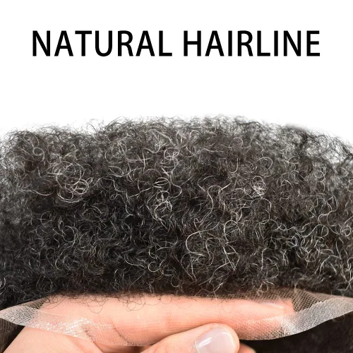 Vista 4 de Unidad rizada afro para hombres negros, afroamericano brasileño tupé para hombres, piezas de cabello para hombre, sistema de reemplazo de tupé