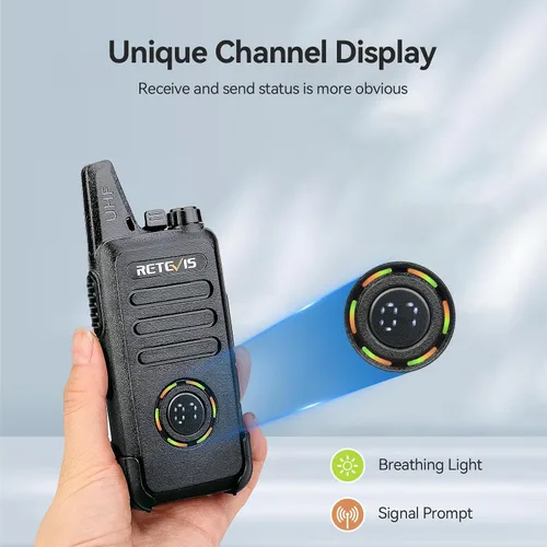 Vista 2 de Retevis RT22S Walkie Talkies para adultos, radio de 2 vías con auricular, pantalla de canal, recargable, radio bidireccional FRS portátil, mini