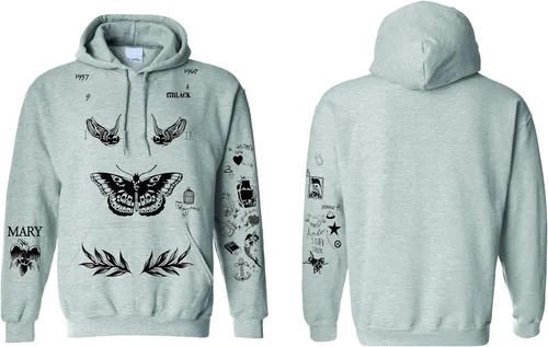 Vista 3 de Allntrends Sudadera con capucha para adultos, Harry Tattoos Cool Top con capucha