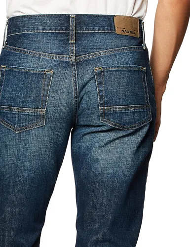 Vista 2 de Nautica Traditional Collection - Pantalón de mezclilla para hombre, ajuste relajado.