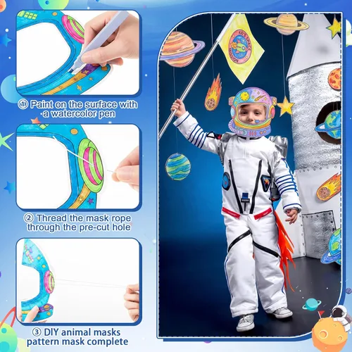 Vista 3 de 30 máscaras para colorear con casco de astronauta