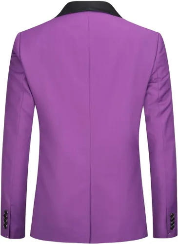 Vista 3 de Boyland Traje de 2 piezas para hombre, color sólido, chal, solapa, un botón, chaqueta del mismo color, pantalones de negocios, traje de negocios