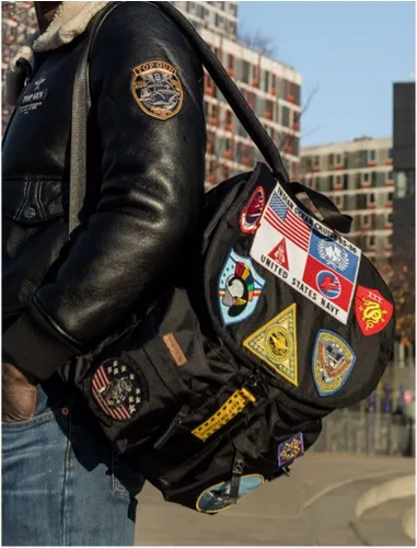 Vista 3 de Top Gun Mochila de nailon con parches 2.0, Negro