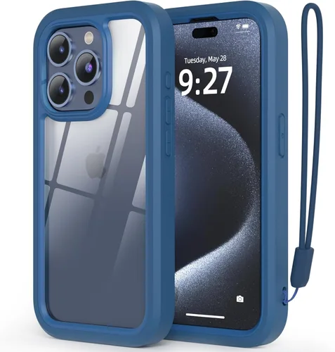 Vista 11 de WXR Compatible con iPhone 15 Pro, parachoques de silicona suave y parte trasera de policarbonato duro transparente e interior de policarbonato duro