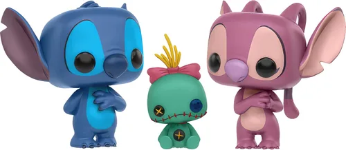 Vista 2 de Funko Stitc h, Scrump & Angel: P o p ! Paquete de figuras de vinilo con 1 tarjeta de intercambio temática compatible (11501)