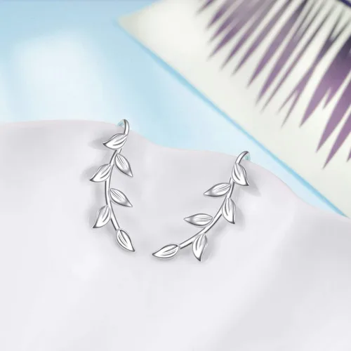 Vista 5 de Aretes de plata de ley con diseño de hoja de leychampiñónaxolotl para mujeres y niñas, hipoalergénicos